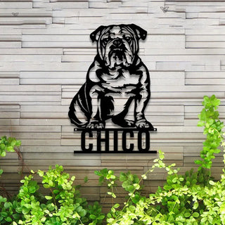 Custom English Bulldog Metal Sign Art Led Lights, Personalized English Bulldog Metal Name Sign, Bulldog Dog Lovers Metal Wall Art