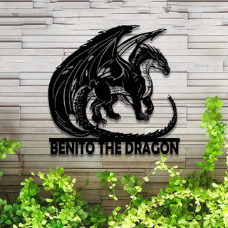 Custom Mythical Dragon Metal Sign Led Lights, Dragon Name Metal Art, Monogram Dragon Metal Wall Decor, Metal Dragon Neon Sign, Dragon House Sign