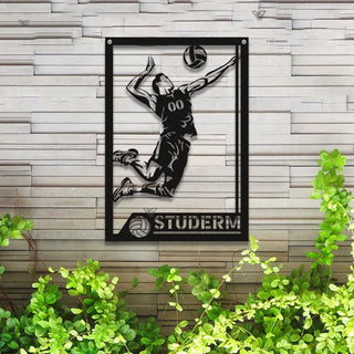 Custom Volleyball Metal Wall Art With Led Lights, Personalized Volleyball Player Metal Name Sign, Volleyball Sport Man Cave Metal Wall Sign