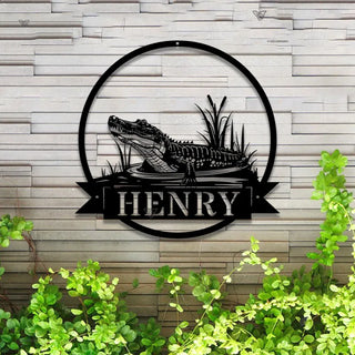 Custom Metal Alligator Sign With Name Led Lights, Personalized Crocodile Metal Wall Art Decor, Crocodile Metal Sign, Crocodile Wall Hanging Decor