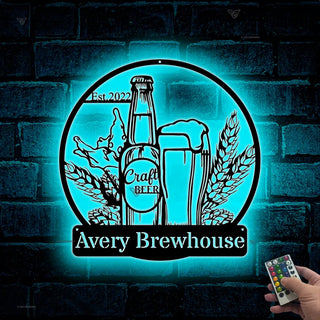 Custom Craft Beer Metal Wall Art Led Lights, Personalized Craft Brewery Metalsign, Beer Lover Metal Bar Sign, Metal Beer Homebrewing Wall Sign