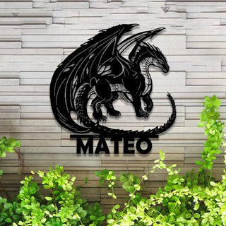 Custom Mythical Dragon Metal Sign Led Lights, Dragon Name Metal Art, Monogram Dragon Metal Wall Decor, Metal Dragon Neon Sign, Dragon House Sign