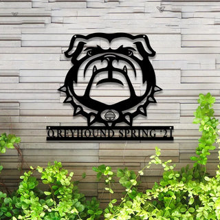 Custom English Bulldog Metal Wall Art Led Lights, Personalized English Bulldog Metal Name Sign, Kids Room English Bulldog Metal Wall Decor