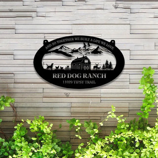 Custom Farmhouse Metal Wall Art Led Lights, Personalized Animals Barn Metal Sign, Metal Farm Truck Name Sign, Mountain Barn Ranch Metal Sign