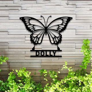 Custom Butterfly Metal Sign With Led Lights, Butterfly Metal Wall Art With Custom Name, Butterfly Garden Sign, Butterfly Neon Metal Wall Decor