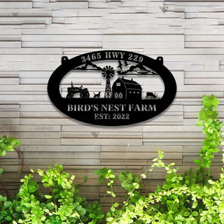 Custom Farmhouse Metal Wall Art Led Lights, Personalized Animals Barn Metal Sign, Metal Farm Truck Name Sign, Mountain Barn Ranch Metal Sign