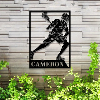 Custom Lacrosse Metal Wall Art Led Lights, Personalized Lacrosse Player Metal Number Name Sign, Lacrosse Sport Metal Wall Led Decor