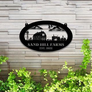 Custom Farmhouse Metal Wall Art Led Lights, Personalized Animals Barn Metal Sign, Metal Farm Truck Name Sign, Mountain Barn Ranch Metal Sign