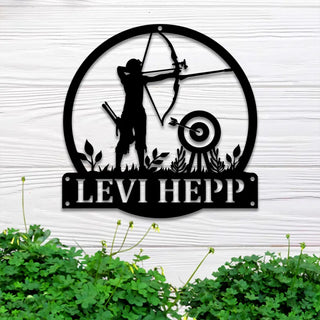 Personalized Archery Metal Wall Art With Led Lights, Custom Archer Name Led Metall Sign, Archery Sport Metal Led Wall Decor