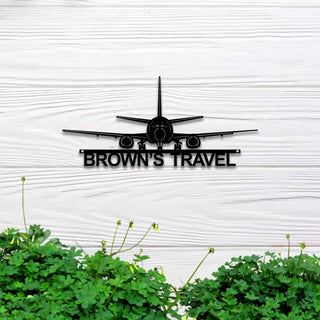 Custom Aircraft Metal Wall Art Led Light, Personalized Airplane Pilot Metal Name Sign, Aeroplane Aircraft Hangar Led Metal Wall Sign