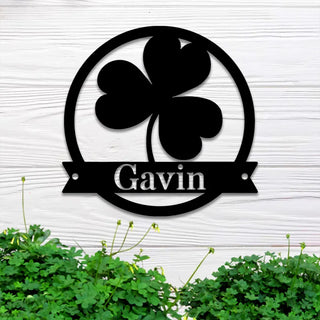 Custom Clover Leaf Metal Wall Art With Led Light, Personalized Clover Metal Name Sign, Shamrock Lucky Irish Metal Wall Led Sign