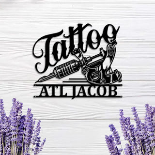 Personalized Tattoo Artist Metal Wall Art With Led Lights, Tattoo Metal Led Sign, Custom Ink Studio Name Metal Sign, Tattoo Studio Metal Wall Decor