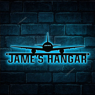 Custom Led Airplane Hangar Sign, Personalized Pilot Name Sign, Aviation Lover, Man Cave Sign, Airplane Sign, Personalized Airplane Sign, Pilot Gift