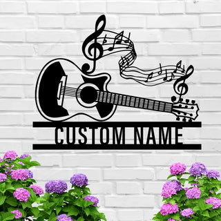 Custom Guitar Metal Sign Wall Art Led Lights, Personalized Guitarist Name Sign, Music Room, Guitar Metal Sign, Guitar Studio Wall Decor, Wall Hanging