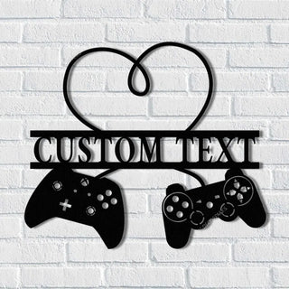 Custom Gamer Room Sign With Led Lights, Gift For Gamer Boyfriend Husband, Personalized Game Controllers Metal Wall Art, Gamer Sign, Game Room Decor