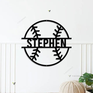 Custom Baseball Metal Wall Art With Led Light, Personalized Baseball Player Name Sign Decoration For Room, Baseball Metal Led Decor,baseball