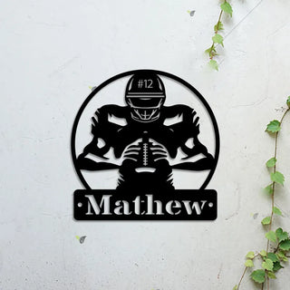 Personalized Football Player Metal Sign Led Lights, Football Team Gift, Football Room Decor, Custom Name Metal Wall Art, Sport Lover Gift