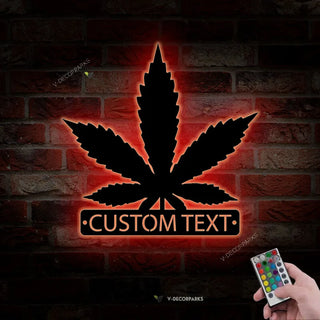 Personalized Weed Metal Wall Art With Lights, Marijuana Sign Decoration, Culture Smoking Cigarette, Custom Cannabis Sign Custom Gift For Him