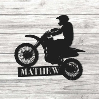 Custom Dirt Bike Metal Sign With Light,motorcycle Wall Art,personalized Biker Name Signs,motocross Rider Home Decor,motorcycle Biker Gift