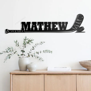 Custom Hockey Stick With Name Sign Hockey Player Name Metal Wall Art Led Lights Hockey Stick Sign Ice Hockey Lover Birthday Gifts Home Decor