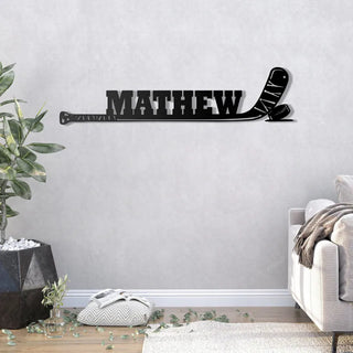 Custom Hockey Stick With Name Sign Hockey Player Name Metal Wall Art Led Lights Hockey Stick Sign Ice Hockey Lover Birthday Gifts Home Decor