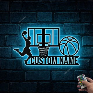 Personalized Basketball Player Metal Sign With Led Light, Custom Basketball Metal Wall Art, Basketball Name Sign, Basketball Player Gift, Gift For Him