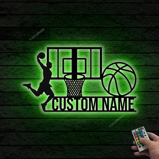 Personalized Basketball Player Metal Sign With Led Light, Custom Basketball Metal Wall Art, Basketball Name Sign, Basketball Player Gift, Gift For Him