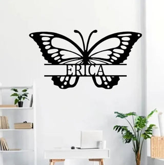 Personalized Butterfly Metal Sign With Led Lights, Butterfly Monogram Metal Sign, Butterfly Metal Wall Art Decor, Custom Butterfly Metal Name Sign