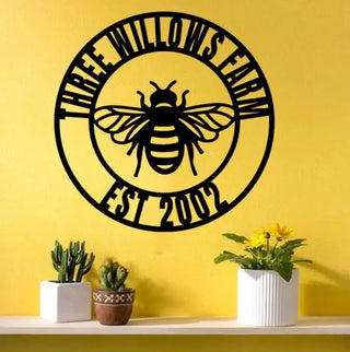 Custom Bee Metal Sign With Led Lights, Honey Bee Metal Wall Art, Personalized Beekeeper Metal Name Sign, Honey Farm Neon Metal Sign