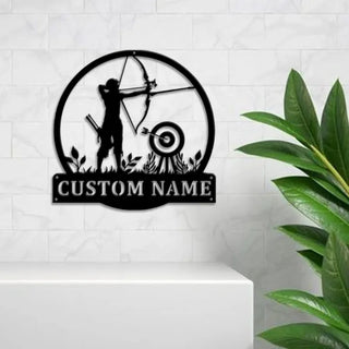 Custom Archery Sport Monogram Metal Sign With Led Lights, Archery Sport Metal Wall Art, Archery Metal Wall Hanging, Shoot Bow Target Metal Sign