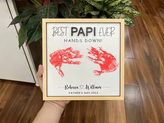 Best Dad Ever Hand Down, Personalized Fathers Day Gift,Custom Family Name Sign, Daddy Wooden Sign, DIY Sign, DIY Children's Gift, Fathers Day Gift