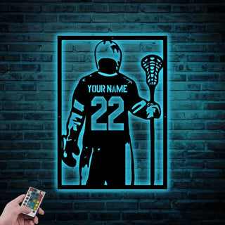 Custom Lacrosse Metal Sign Led Lights, Custom Name Lacrosse Sign, Lacrosse Wall Decor, Lacrosse Jersey Art, Lacrosse Decor, Lacrosse Gifts Player Room