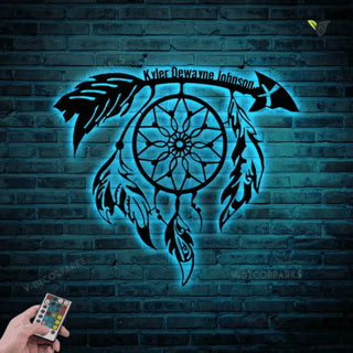 Dream Catcher Native American Personalized Metal Wall Art With Led Lights Metal Wall Art With Led Lights