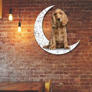 Dog Metal Sign Cocker Spaniel 2 Sit On The Moon Gift for Dog Lover Decorations