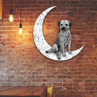 Dog Metal Sign Border Terrier Sit On The Moon Dog Wall Sign Gift for Dog Lover Decorations