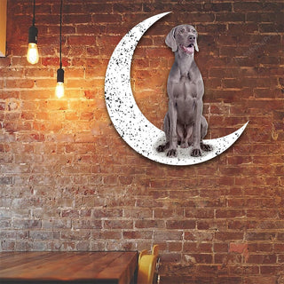 Metal Sign Weimaraner Sit On The Moon Gift for Dog Lover Decorations