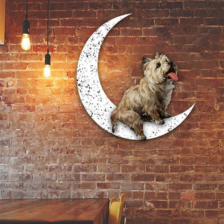 Dog Metal Sign Cairn Terrier Sit On The Moon Dog Wall Sign Gift for Dog Lover Decorations