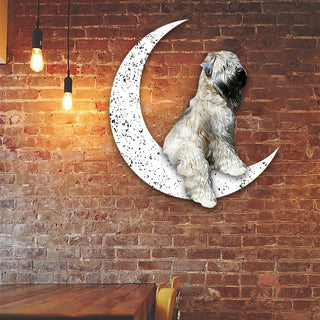 Metal Sign Wheaten Terrier Sit On The Moon Gift for Dog Lover Decorations