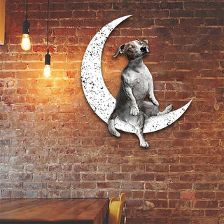 Dog Metal Sign Jack Russell Terrier Sit On The Moon Gift for Dog Lover Decorations