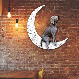 Metal Sign Weimaraner 2 Sit On The Moon Gift for Dog Lover Decorations