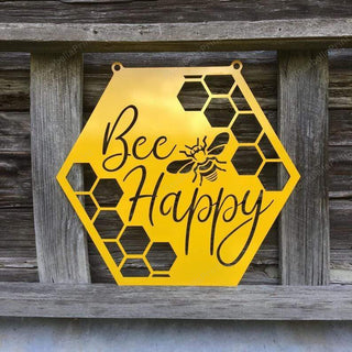 Bee Happy Metal Honey Bee Sign Cut Metal Sign Metal House Sign Decorations