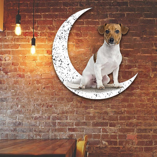 Dog Metal Sign Jack Russell Terrier 2 Sit On The Moon Gift for Dog Lover Decorations