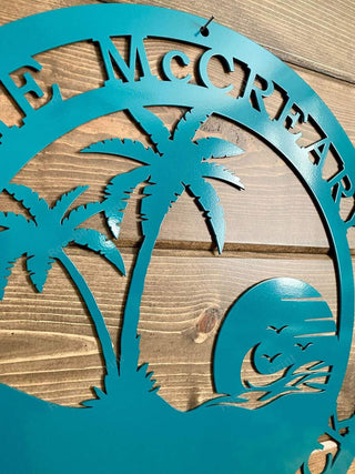 Beach Palm Trees In Sunset Metal Sign Cut Metal Sign Metal House Sign Decorations