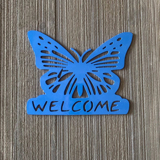 Butterfly Welcome Metal Sign Cutout Cut Metal Sign Wall Metal Art Decorations