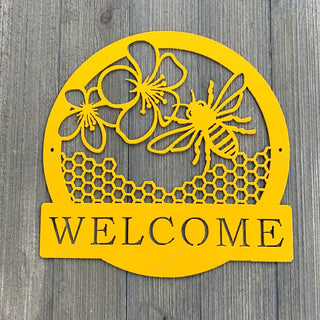 Bee Welcome Metal Sign Cutout Cut Metal Sign Wall Metal Art Decorations