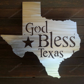 God Bless Texas Aprox. Plasma Cut Steel Sign steel Art Cut Metal Sign Wall Metal Art Decorations