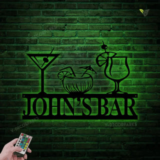 Metal Bar Sign-personalized Bar Theme Sign, Custom Bar Theme Sign With Led Lights