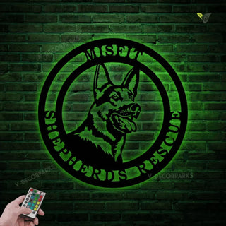 German Shepherd Established Sign, Metal Wall Art With Led Lights, Metal Wall Art, Metal House Sign