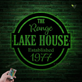 Personalized Lake House Metal Wall Art With Led Lights, Family Name Lake House Metal Wall Art, Lake House Decor, Lake House Sign