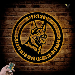 German Shepherd Established Sign, Metal Wall Art With Led Lights, Metal Wall Art, Metal House Sign